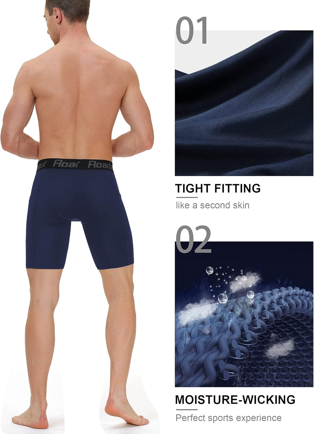 Men'S Compression Shorts with Pockets, 3 Pack 9'' Performance Running Base Layer for Workout Sports Underwear